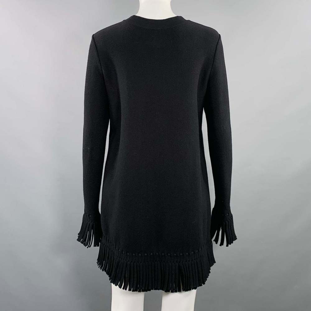 ALAIA Black Wool Blend Fringe Trim Mini Dress - Picture 4 of 6